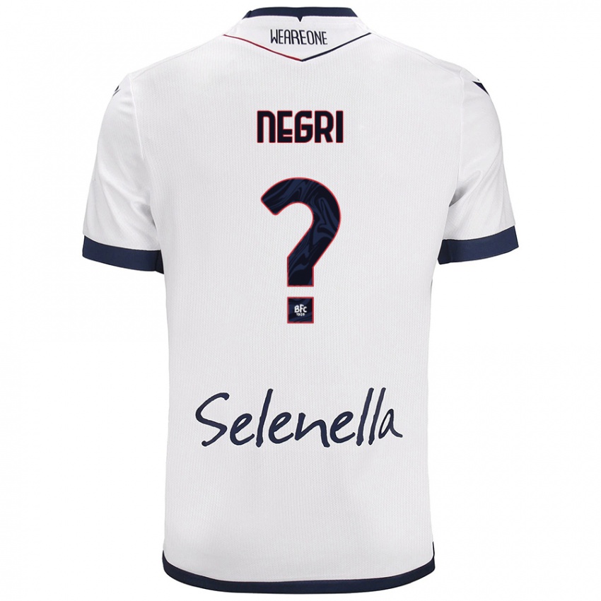 Niño Camiseta Simone Negri #0 Blanco Azul Real 2ª Equipación 2024/25 La Camisa Chile