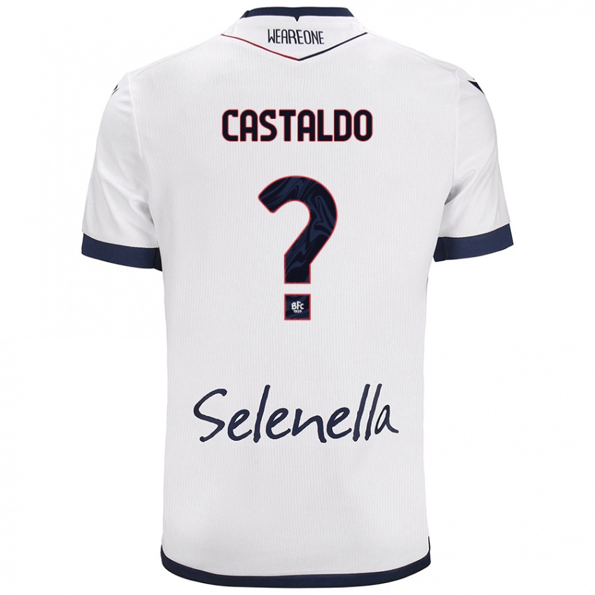 Niño Camiseta Francesco Castaldo #0 Blanco Azul Real 2ª Equipación 2024/25 La Camisa Chile