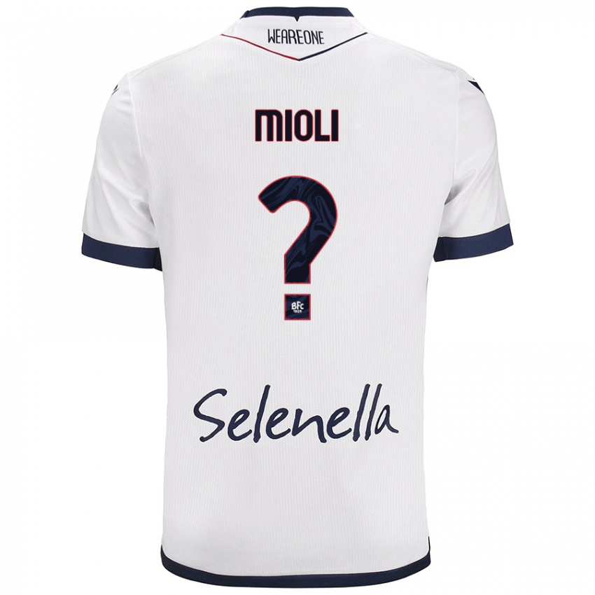 Niño Camiseta Mattia Mioli #0 Blanco Azul Real 2ª Equipación 2024/25 La Camisa Chile