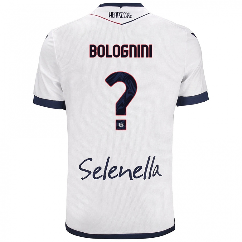 Niño Camiseta Andrea Bolognini #0 Blanco Azul Real 2ª Equipación 2024/25 La Camisa Chile