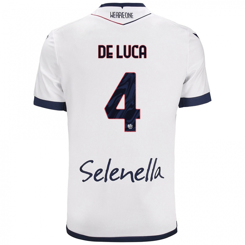 Niño Camiseta Alessandro De Luca #4 Blanco Azul Real 2ª Equipación 2024/25 La Camisa Chile