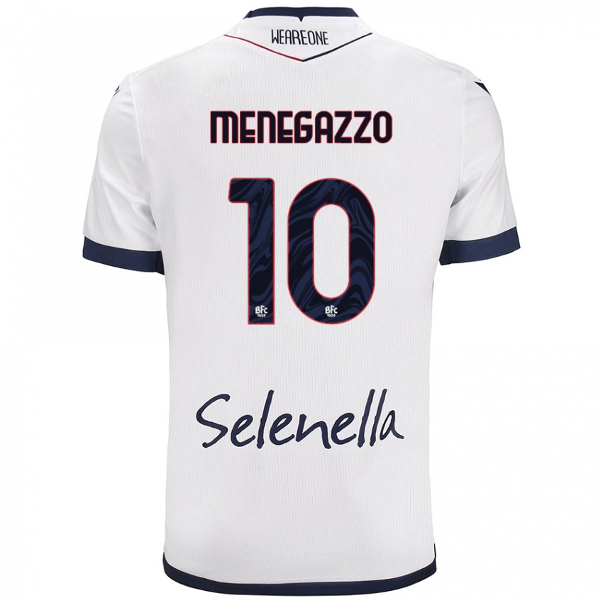 Niño Camiseta Lorenzo Menegazzo #10 Blanco Azul Real 2ª Equipación 2024/25 La Camisa Chile