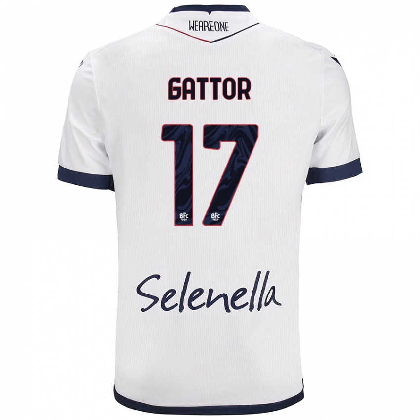 Niño Camiseta Gianluca Gattor #17 Blanco Azul Real 2ª Equipación 2024/25 La Camisa Chile