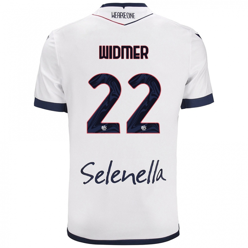 Niño Camiseta Renato Widmer D’autilia #22 Blanco Azul Real 2ª Equipación 2024/25 La Camisa Chile