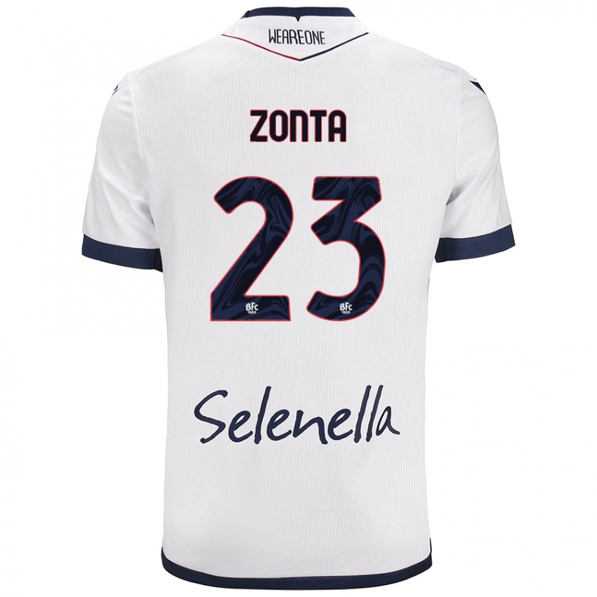 Niño Camiseta Alessandro Zonta #23 Blanco Azul Real 2ª Equipación 2024/25 La Camisa Chile