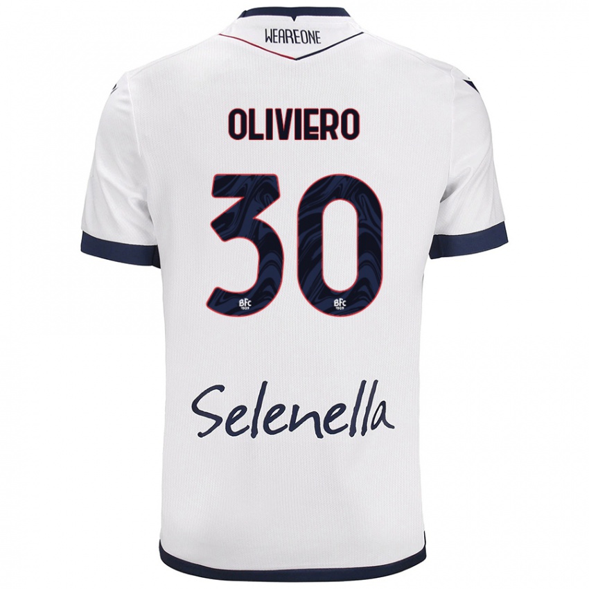 Niño Camiseta Andrea Oliviero #30 Blanco Azul Real 2ª Equipación 2024/25 La Camisa Chile