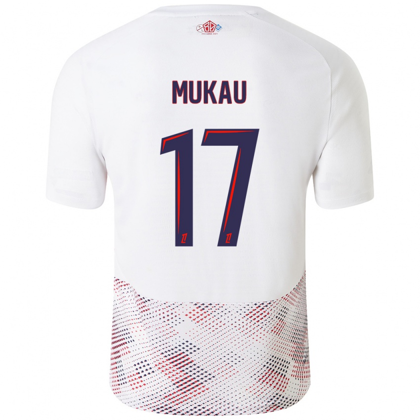 Niño Camiseta Ngal'ayel Mukau #17 Blanco Azul Real 2ª Equipación 2024/25 La Camisa Chile