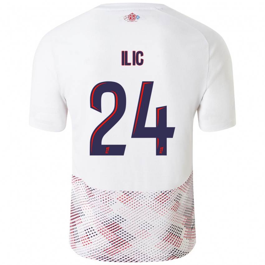 Niño Camiseta Andrej Ilic #24 Blanco Azul Real 2ª Equipación 2024/25 La Camisa Chile