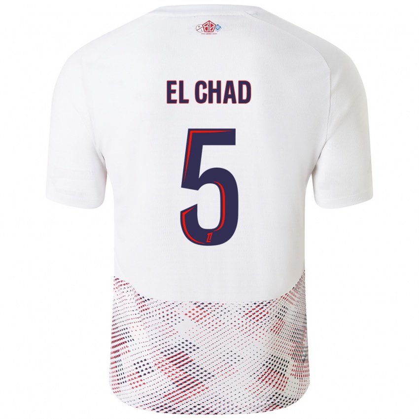 Niño Camiseta Nesryne El Chad #5 Blanco Azul Real 2ª Equipación 2024/25 La Camisa Chile