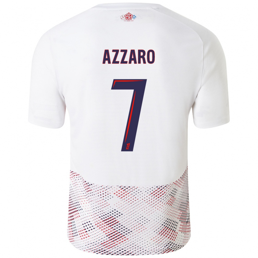 Niño Camiseta Lorena Azzaro #7 Blanco Azul Real 2ª Equipación 2024/25 La Camisa Chile