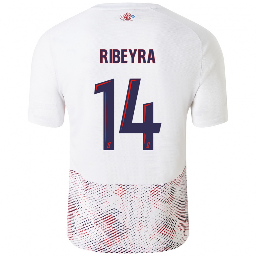 Niño Camiseta Anaïs Ribeyra #14 Blanco Azul Real 2ª Equipación 2024/25 La Camisa Chile