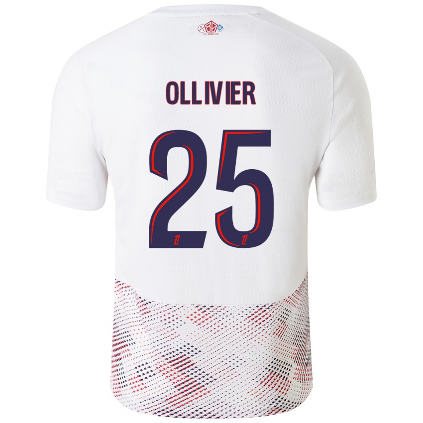 Niño Camiseta Agathe Ollivier #25 Blanco Azul Real 2ª Equipación 2024/25 La Camisa Chile