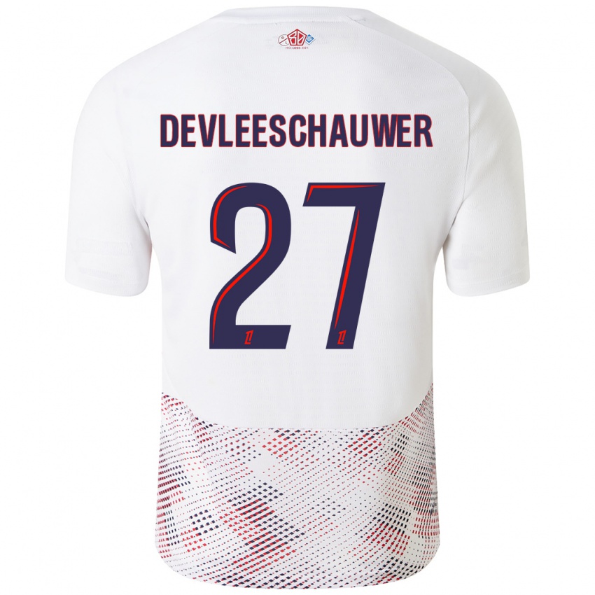 Niño Camiseta Gwenaëlle Devleeschauwer #27 Blanco Azul Real 2ª Equipación 2024/25 La Camisa Chile