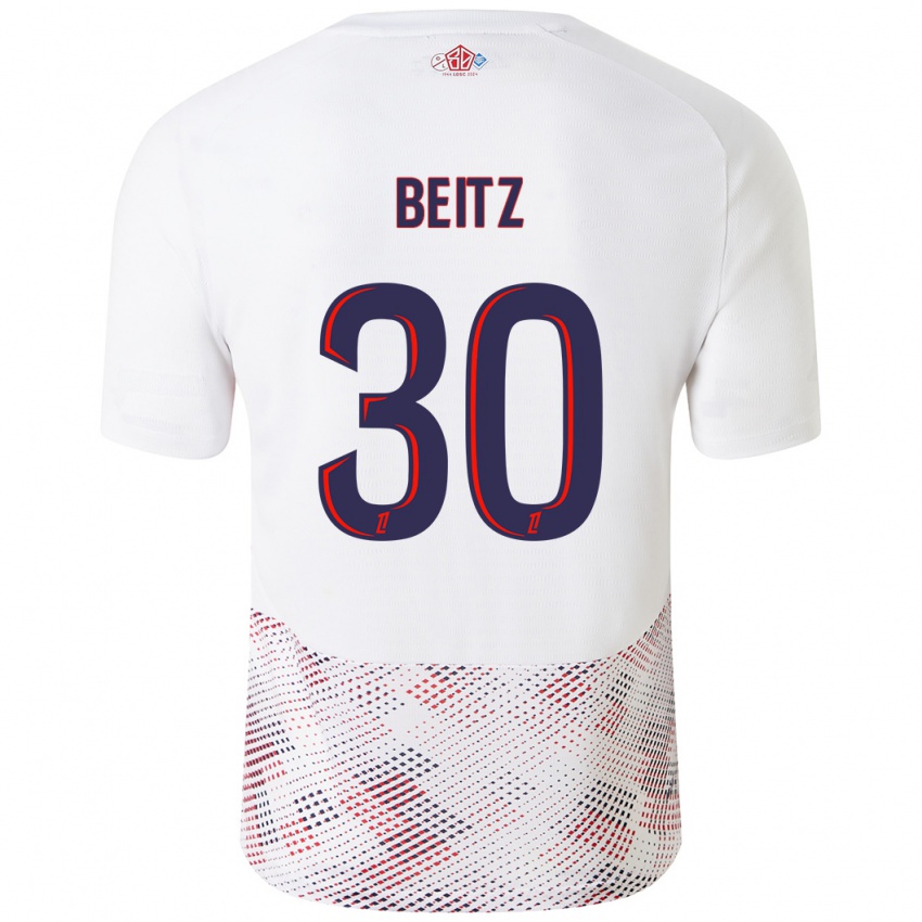 Niño Camiseta Taylor Beitz #30 Blanco Azul Real 2ª Equipación 2024/25 La Camisa Chile