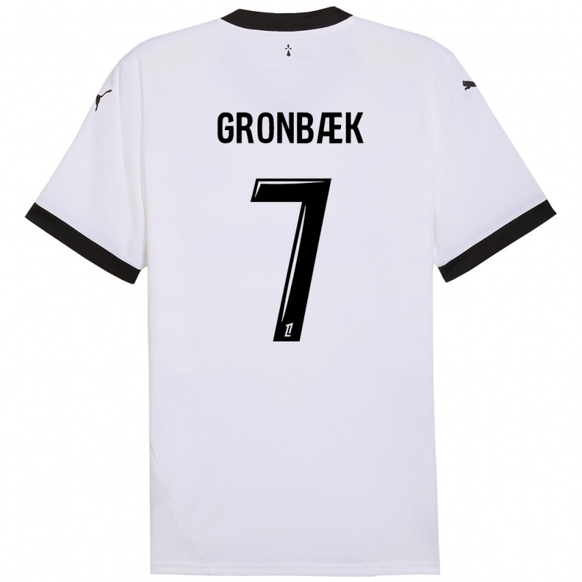 Niño Camiseta Albert Grønbaek #7 Blanco Negro 2ª Equipación 2024/25 La Camisa Chile