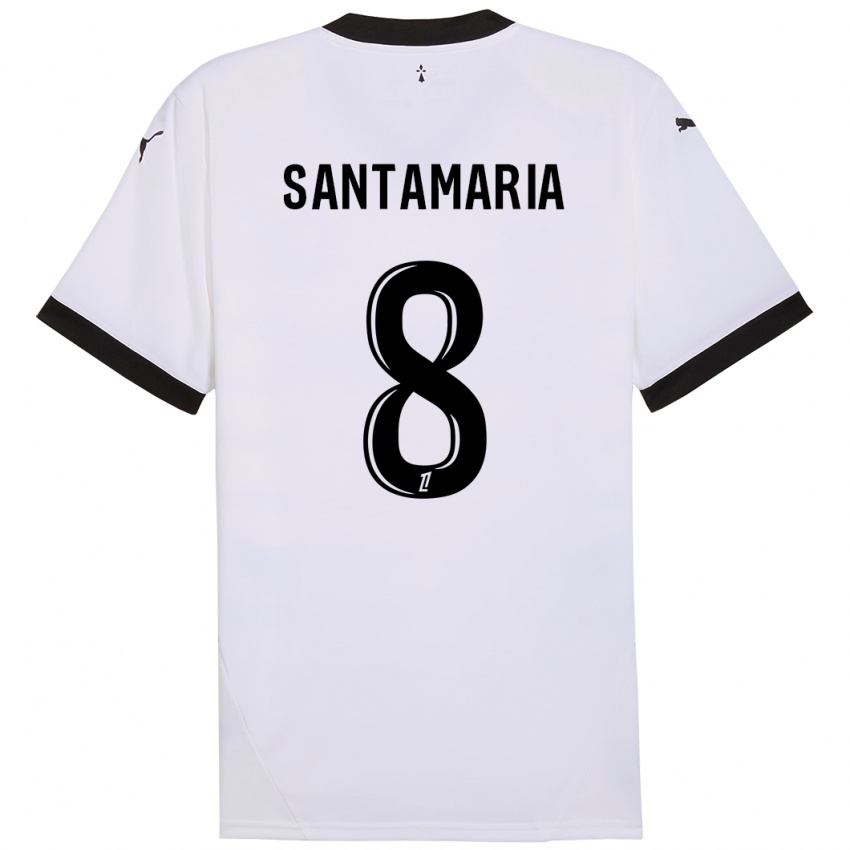 Niño Camiseta Baptiste Santamaria #8 Blanco Negro 2ª Equipación 2024/25 La Camisa Chile