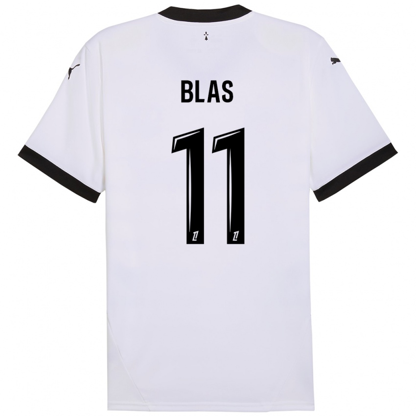 Niño Camiseta Ludovic Blas #11 Blanco Negro 2ª Equipación 2024/25 La Camisa Chile