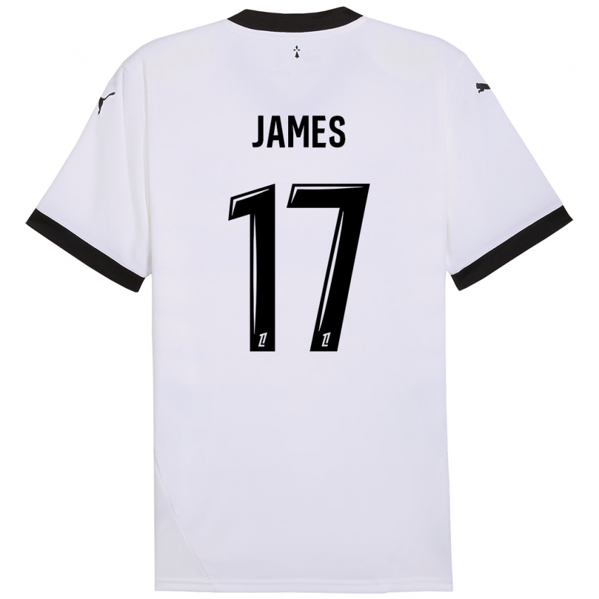 Niño Camiseta Jordan James #17 Blanco Negro 2ª Equipación 2024/25 La Camisa Chile