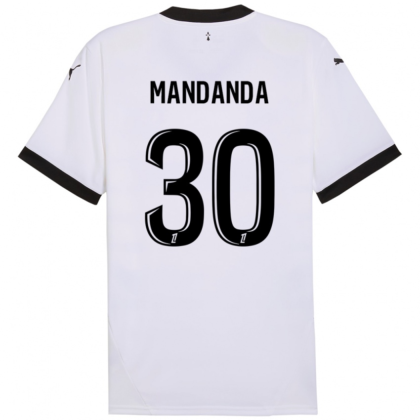 Niño Camiseta Steve Mandanda #30 Blanco Negro 2ª Equipación 2024/25 La Camisa Chile