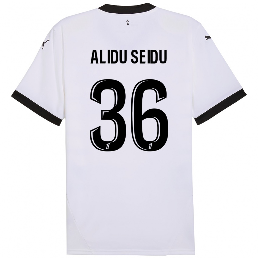 Niño Camiseta Alidu Seidu #36 Blanco Negro 2ª Equipación 2024/25 La Camisa Chile