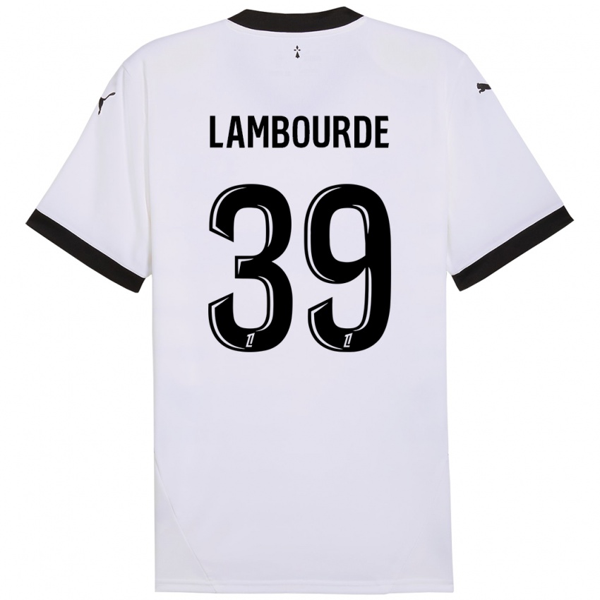 Niño Camiseta Mathis Lambourde #39 Blanco Negro 2ª Equipación 2024/25 La Camisa Chile