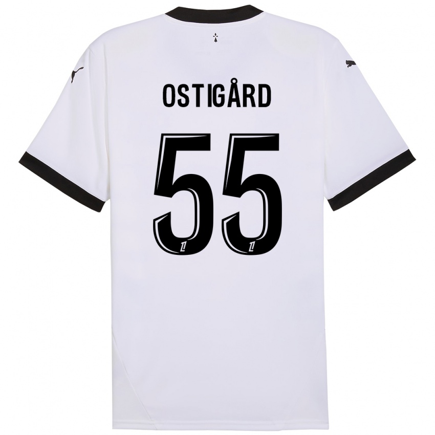 Niño Camiseta Leo Ostigard #55 Blanco Negro 2ª Equipación 2024/25 La Camisa Chile