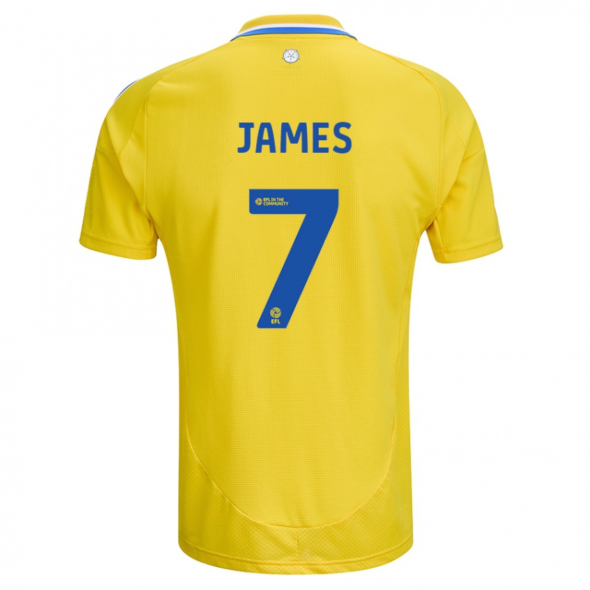 Niño Camiseta Daniel James #7 Amarillo Azul 2ª Equipación 2024/25 La Camisa Chile