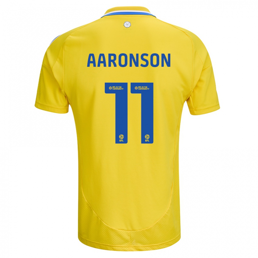 Niño Camiseta Brenden Aaronson #11 Amarillo Azul 2ª Equipación 2024/25 La Camisa Chile