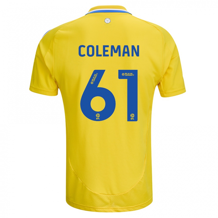 Niño Camiseta Cian Coleman #61 Amarillo Azul 2ª Equipación 2024/25 La Camisa Chile