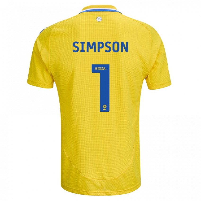 Niño Camiseta Carrie Simpson #1 Amarillo Azul 2ª Equipación 2024/25 La Camisa Chile