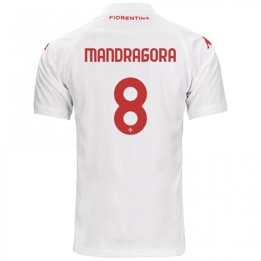 Niño Camiseta Rolando Mandragora #8 Blanco 2ª Equipación 2024/25 La Camisa Chile