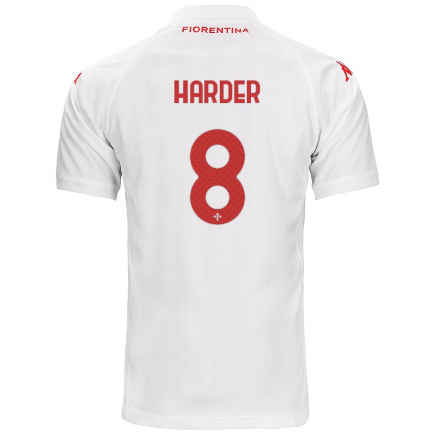 Niño Camiseta Jonas Harder #8 Blanco 2ª Equipación 2024/25 La Camisa Chile