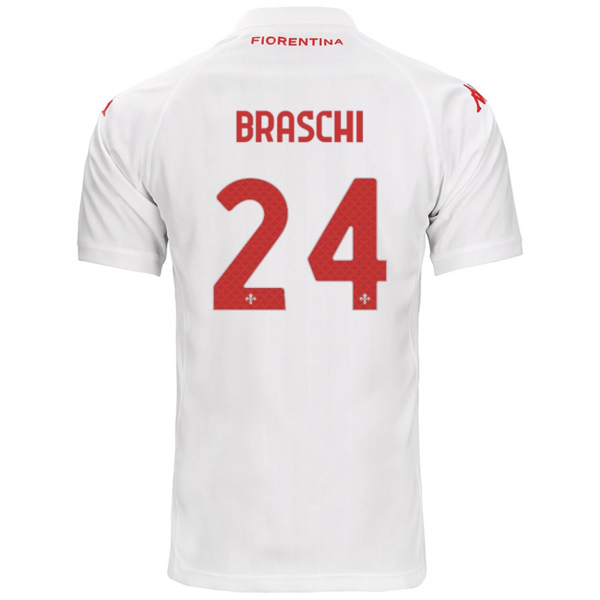 Niño Camiseta Riccardo Braschi #24 Blanco 2ª Equipación 2024/25 La Camisa Chile