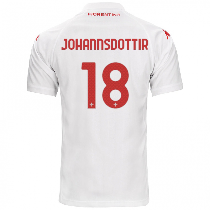 Niño Camiseta Alexandra Jóhannsdóttir #18 Blanco 2ª Equipación 2024/25 La Camisa Chile