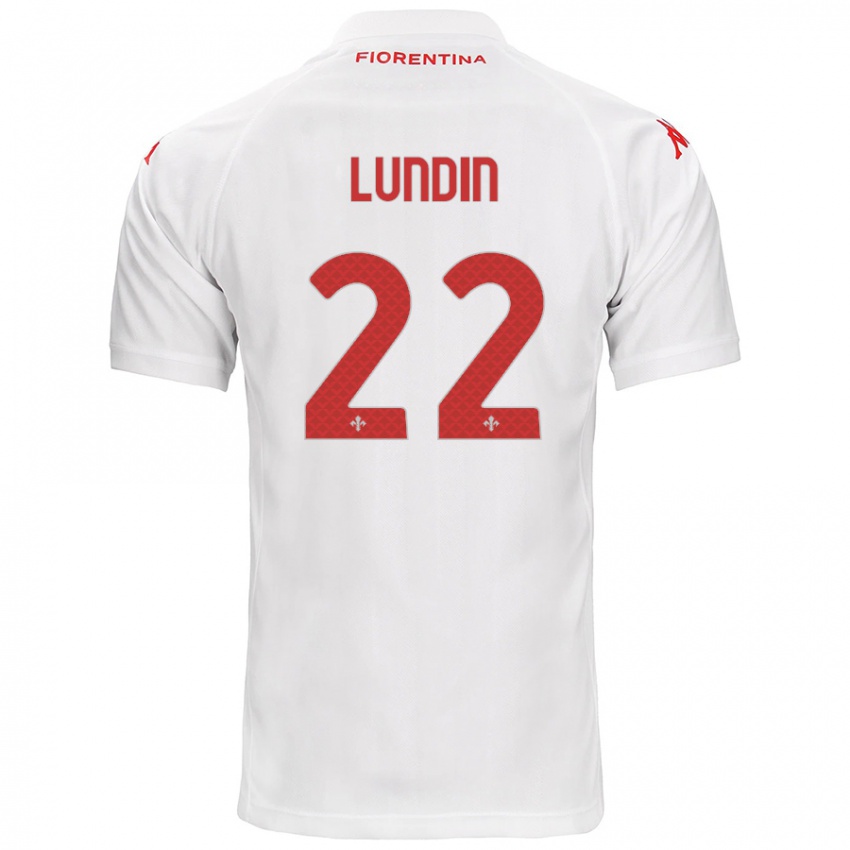 Niño Camiseta Karin Lundin #22 Blanco 2ª Equipación 2024/25 La Camisa Chile