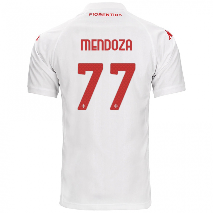 Niño Camiseta William Mendoza #77 Blanco 2ª Equipación 2024/25 La Camisa Chile