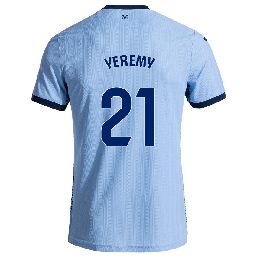 Niño Camiseta Yéremy Pino #21 Azul Cielo 2ª Equipación 2024/25 La Camisa Chile