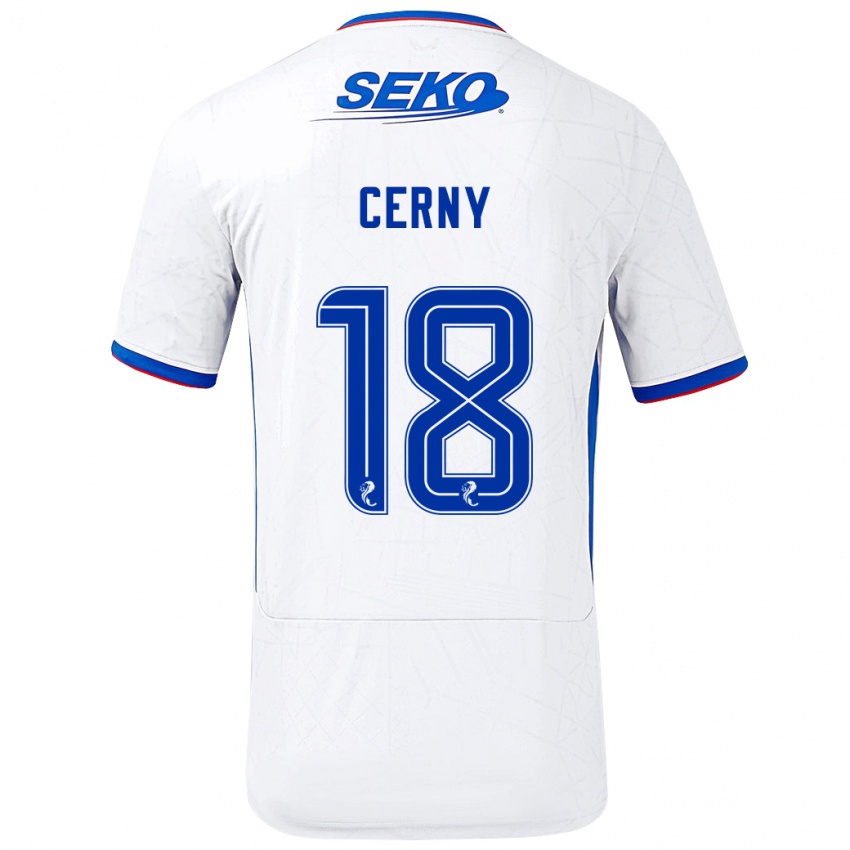 Niño Camiseta Vaclav Cerny #18 Blanco Azul 2ª Equipación 2024/25 La Camisa Chile