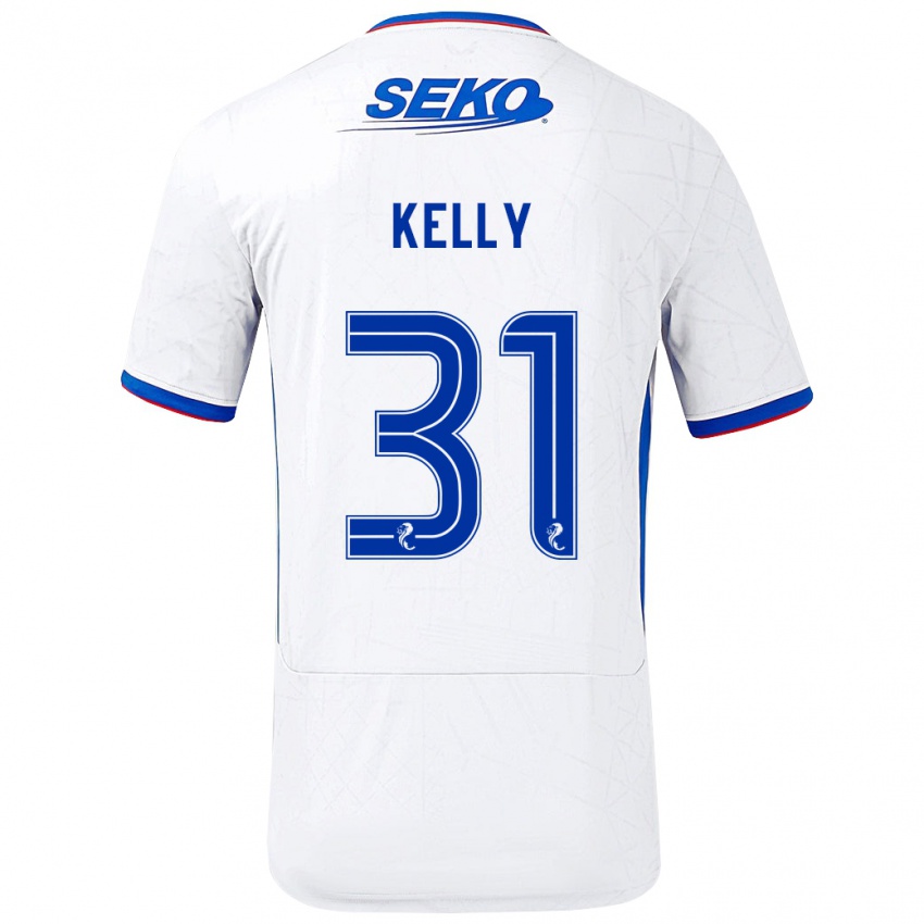 Niño Camiseta Liam Kelly #31 Blanco Azul 2ª Equipación 2024/25 La Camisa Chile