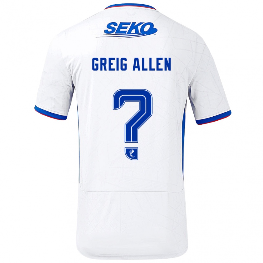 Niño Camiseta Greig Allen #0 Blanco Azul 2ª Equipación 2024/25 La Camisa Chile