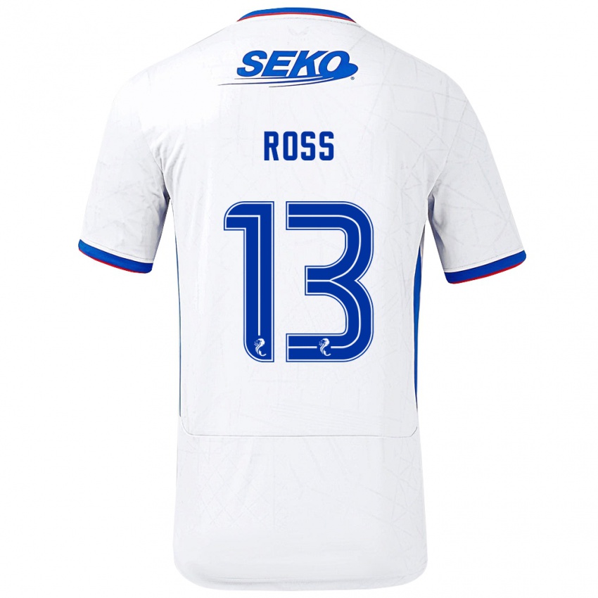 Niño Camiseta Jane Ross #13 Blanco Azul 2ª Equipación 2024/25 La Camisa Chile