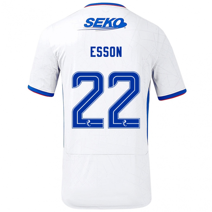 Niño Camiseta Victoria Esson #22 Blanco Azul 2ª Equipación 2024/25 La Camisa Chile