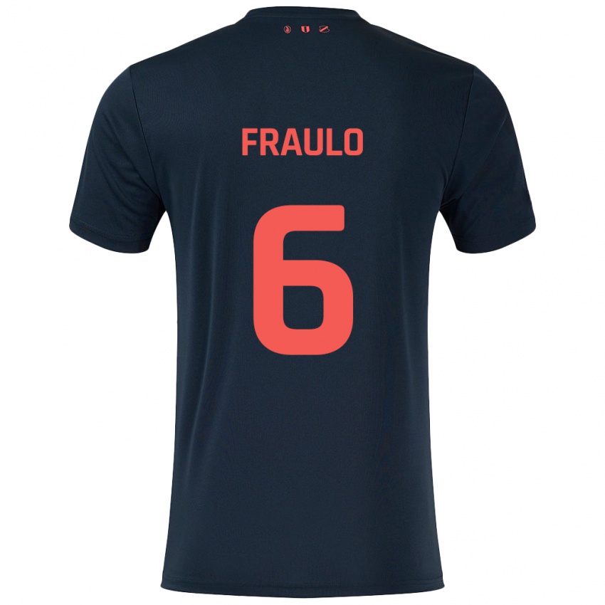 Niño Camiseta Oscar Fraulo #6 Negro Rojo 2ª Equipación 2024/25 La Camisa Chile