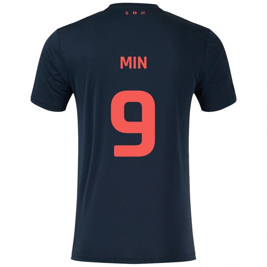 Niño Camiseta David Min #9 Negro Rojo 2ª Equipación 2024/25 La Camisa Chile