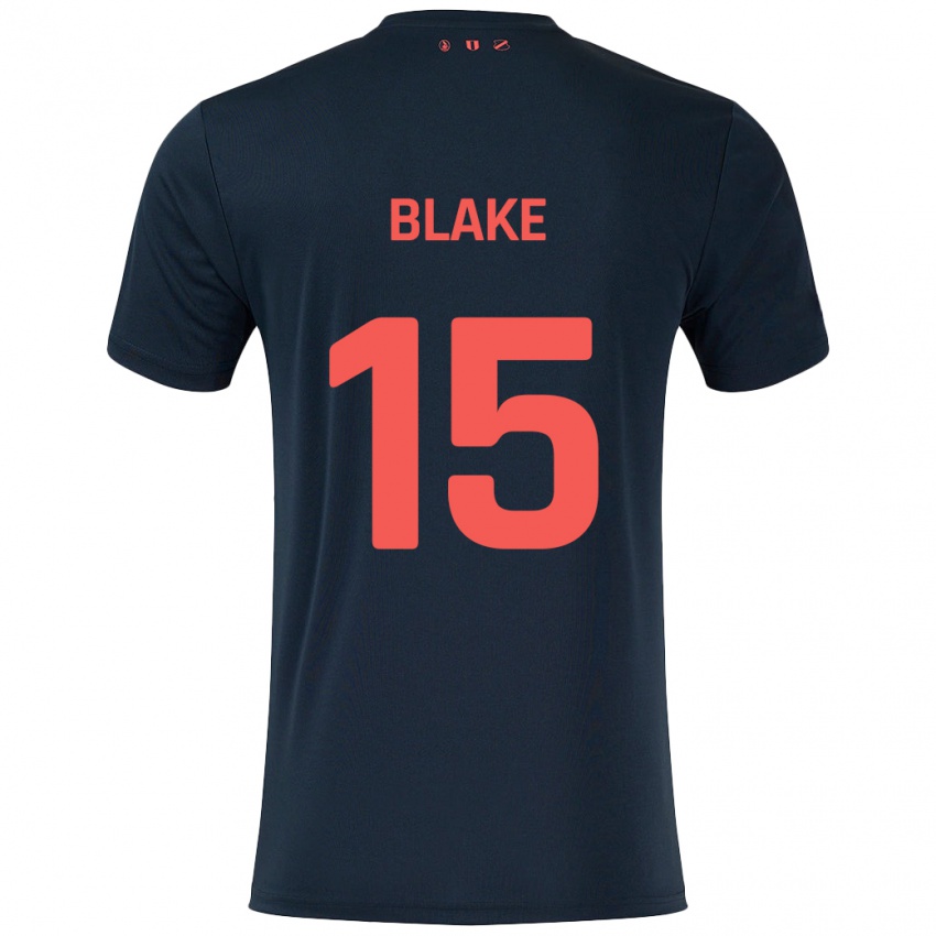 Niño Camiseta Adrian Blake #15 Negro Rojo 2ª Equipación 2024/25 La Camisa Chile