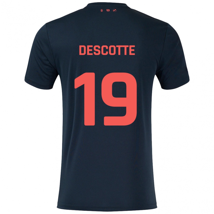 Niño Camiseta Anthony Descotte #19 Negro Rojo 2ª Equipación 2024/25 La Camisa Chile