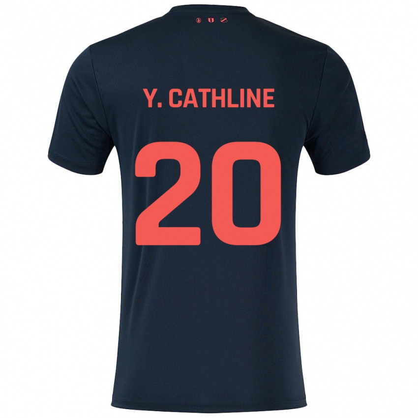 Niño Camiseta Yoann Cathline #20 Negro Rojo 2ª Equipación 2024/25 La Camisa Chile