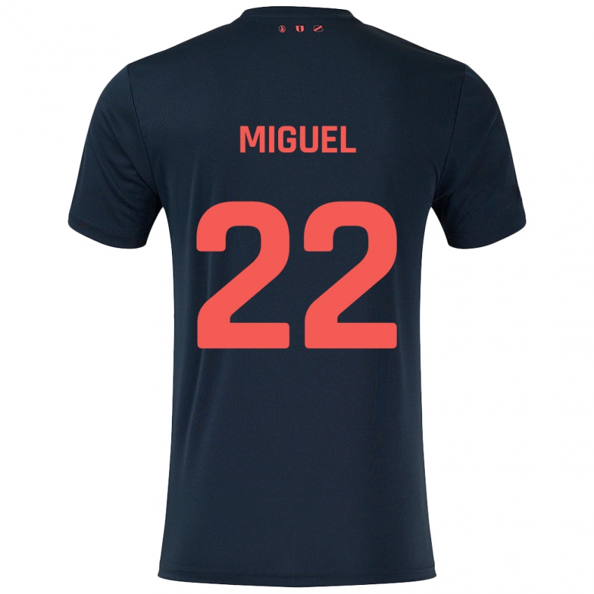 Niño Camiseta Miguel Rodríguez #22 Negro Rojo 2ª Equipación 2024/25 La Camisa Chile