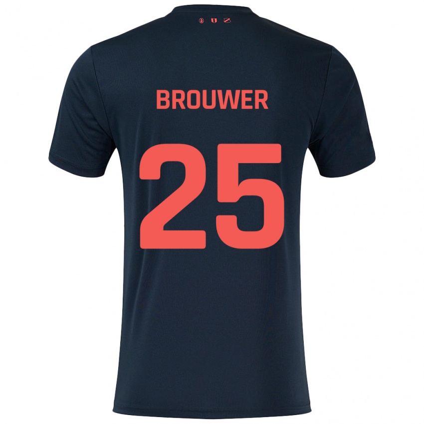 Niño Camiseta Michael Brouwer #25 Negro Rojo 2ª Equipación 2024/25 La Camisa Chile