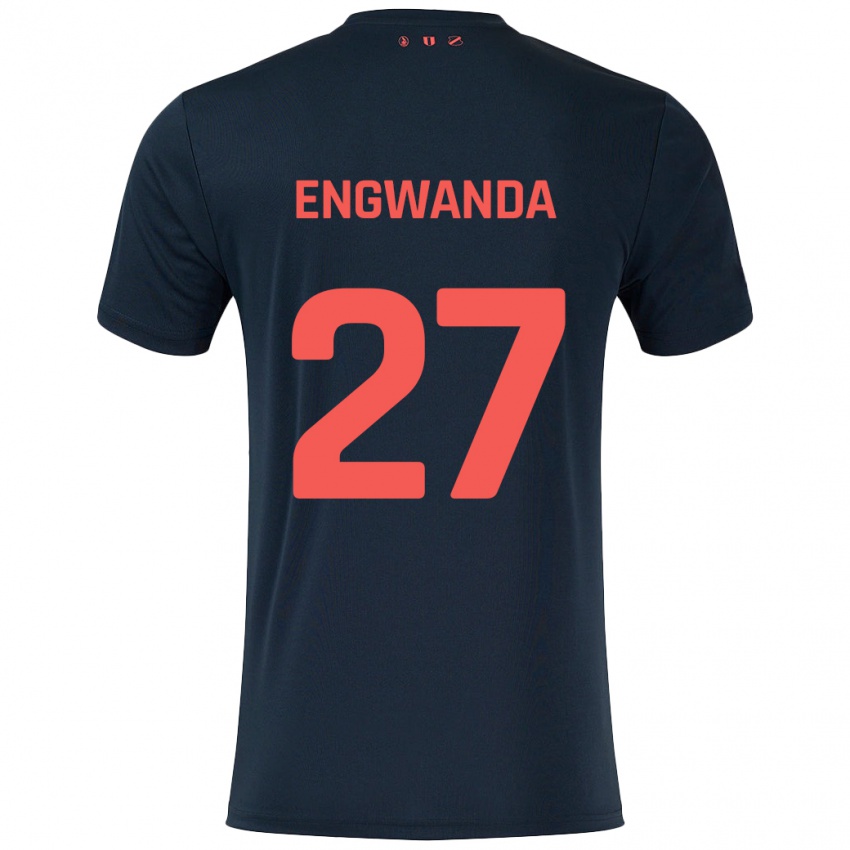 Niño Camiseta Alonzo Engwanda #27 Negro Rojo 2ª Equipación 2024/25 La Camisa Chile